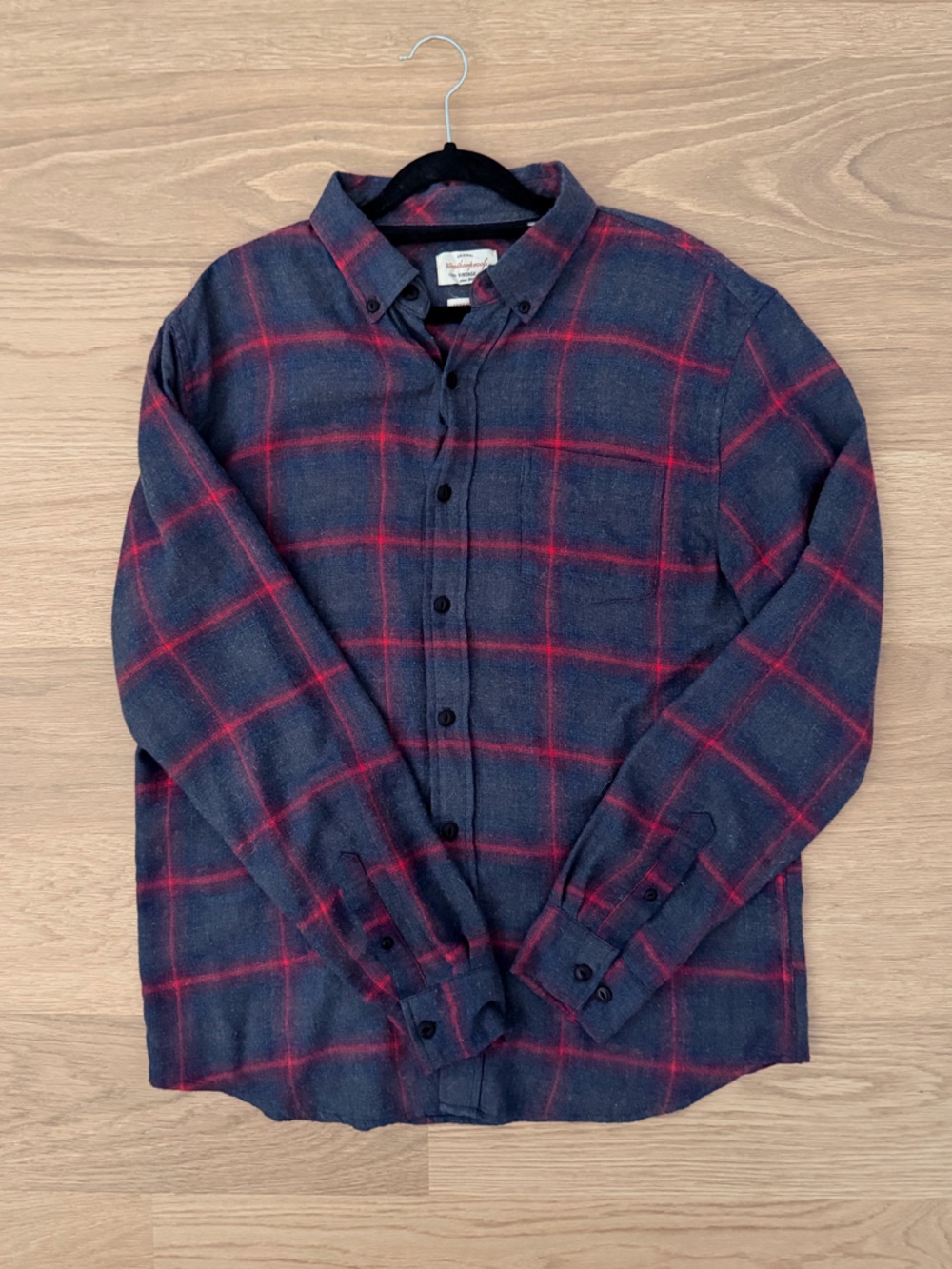 Red & Navy Plaid Flannel Shirt